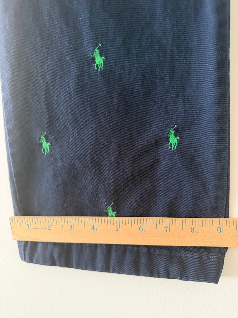 Polo Ralph Lauren Navy Chinos w/Green all over Pony Pants Size 2 - Picture 9 of 10